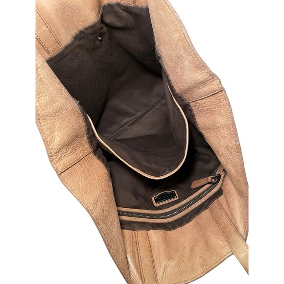 MIU MIU Vitello Leather Tote Brown Tan Large Travel Bag Tote - Picture 11 of 17